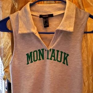 FOREVER 21 "MONTAUK" V-NECK COLLARD CROP TOP SZ S
